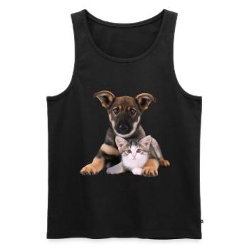 Süßes Hundebaby und Katzenbaby - Männer Premium Bio Tank Top - Schwarz - Vorne - AI Model Male 178 light (178cm)