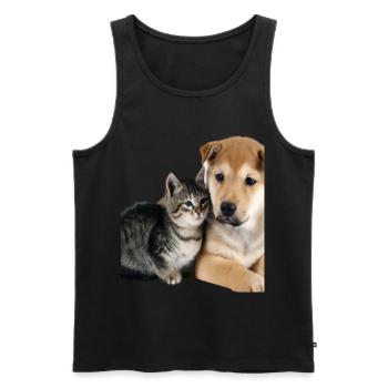 Süßes Hundebaby und Katzenbaby - Männer Premium Bio Tank Top - Schwarz - Vorne - AI Model Male 178 light (178cm)