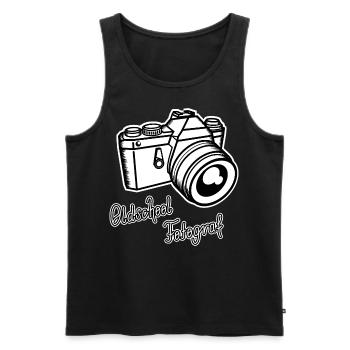 Old School Photographer Retro Photography Analog Camera - Men's Premium Organic Tank Top - black - Front - AI Model Male 178 light (178cm)