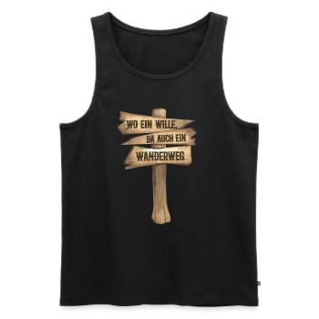 Wo ein Wille, Wanderweg wandern outdoor - Männer Premium Bio Tank Top - Schwarz - Vorne - Michal (187cm)