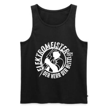 Elektromeister seit 2021 Herr der Blitze - Männer Premium Bio Tank Top - Schwarz - Vorne - Michal (187cm)