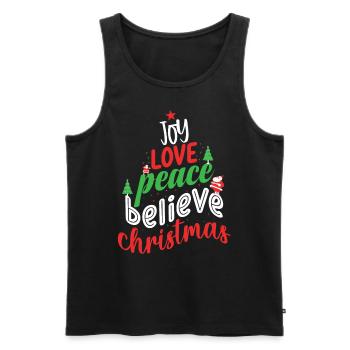 Joy Love Peace Believe Christmas tree - Männer Premium Bio Tank Top - Schwarz - Vorne - Michal (187cm)