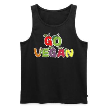 Go Vegan Früchte Buchstaben - Männer Premium Bio Tank Top - Schwarz - Vorne - AI Model Male 178 light (178cm)