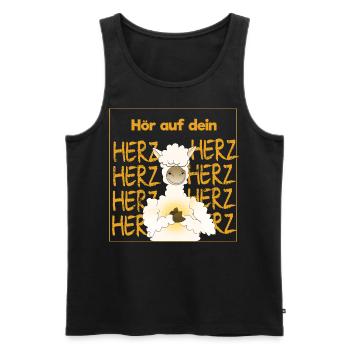 Hör auf dein Herz - Alpaka - Tier - Liebe - Männer Premium Bio Tank Top - Schwarz - Vorne - AI Model Male 178 light (178cm)