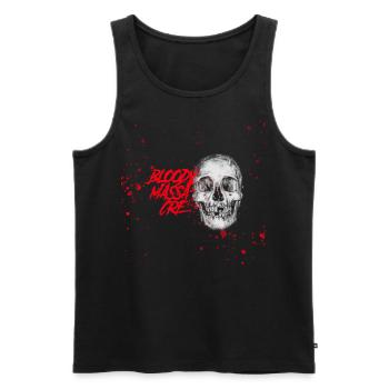 Totenkopf mit Blut und schauriger Aufschrift - Männer Premium Bio Tank Top - Schwarz - Vorne - Michal (187cm)