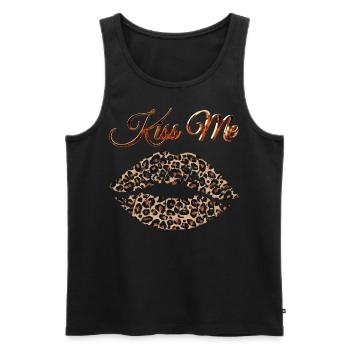Kussmund Leoparden Look Design - Männer Premium Bio Tank Top - Schwarz - Vorne - AI Model Male 178 light (178cm)