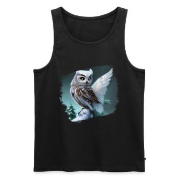 Schneeeule - Männer Premium Bio Tank Top - Schwarz - Vorne - AI Model Male 178 light (178cm)