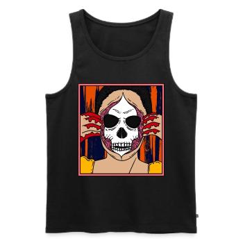 SKULL WOMAN Halloween Apokalypse Horror Monster - Männer Premium Bio Tank Top - Schwarz - Vorne - Michal (187cm)