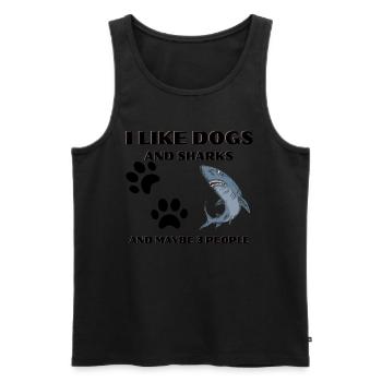 I LIKE DOGS AND SHARKS - Men's Premium Organic Tank Top - black - Front - Michal (187cm)