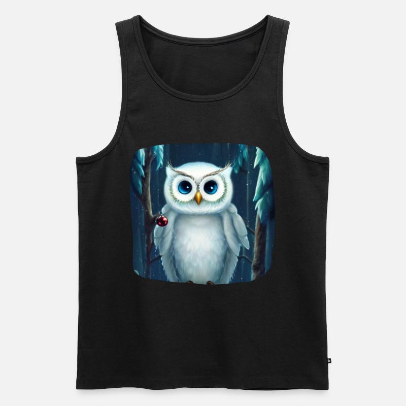 Weihnachtsmotiv Schneeeule - Männer Premium Bio Tank Top - Schwarz