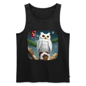 Motif Noël harfang des neiges - Débardeur bio Premium Homme - noir - Devant - Michal (187cm)