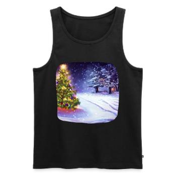 Weihnachtsbaum mit Schnee - Männer Premium Bio Tank Top - Schwarz - Vorne - Michal (187cm)
