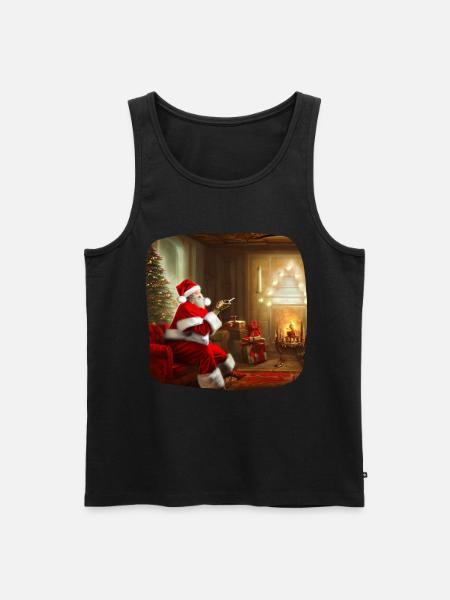 Weihnachtsmann im Wohnzimmer - Männer Premium Bio Tank Top - Schwarz