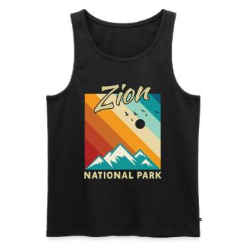Parc national de Zion Utah Randonnée Camping en plein air - Débardeur bio Premium Homme - noir - Devant - Michal (187cm)