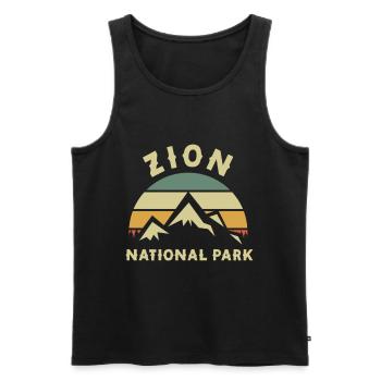 Parc national de Zion Utah Randonnée Camping en plein air - Débardeur bio Premium Homme - noir - Devant - Michal (187cm)