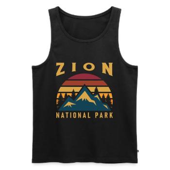 Parc national de Zion Utah Randonnée Camping en plein air - Débardeur bio Premium Homme - noir - Devant - Michal (187cm)