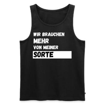 Wir brauchen mehr von meiner Sorte Lustiger Spruch - Männer Premium Bio Tank Top - Schwarz - Vorne - AI Model Male 178 light (178cm)