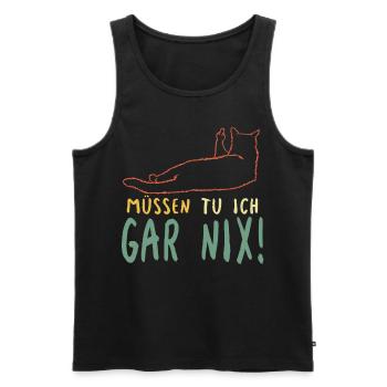Faule Katze Müssen Tu Ich Gar Nix Spruch - Männer Premium Bio Tank Top - Schwarz - Vorne - Michal (187cm)