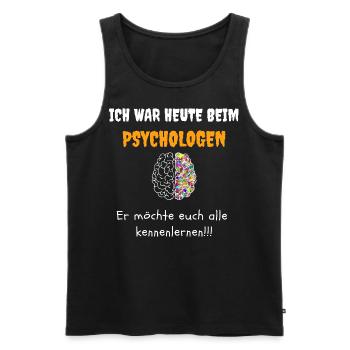 ICH WAR HEUTE BEIM PSYCHOLOGEN - Männer Premium Bio Tank Top - Schwarz - Vorne - AI Model Male 178 light (178cm)