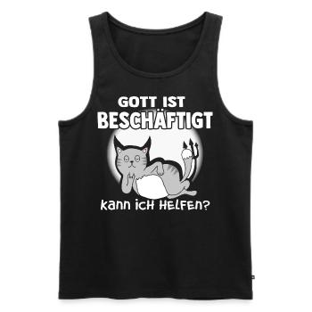 Gott ist beschäftigt - Männer Premium Bio Tank Top - Schwarz - Vorne - Michal (187cm)
