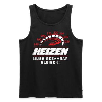 Heizen muss bezahlbar bleiben - Männer Premium Bio Tank Top - Schwarz - Vorne - AI Model Male 178 light (178cm)