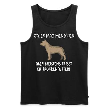 Ja er mag Menschen Pitbull - Männer Premium Bio Tank Top - Schwarz - Vorne - Michal (187cm)
