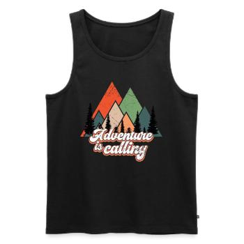 L’aventure appelle les montagnes rétro Alpes - Débardeur bio Premium Homme - noir - Devant - Michal (187cm)