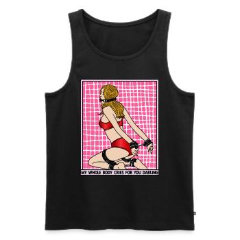 EROTIC GIRL SEXY BALL GAG SUBMISSION BONDAGE - Men's Premium Organic Tank Top - black - Front - AI Model Male 178 light (178cm)