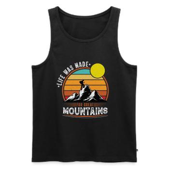 La vie était faite pour les grandes montagnes - Débardeur bio Premium Homme - noir - Devant - Michal (187cm)