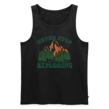 Never stop exploring mountains hiking - Men's Premium Organic Tank Top - black - Front - Michal (187cm)