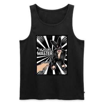 EROTIC GIRL SEXY SUBMISSION BONDAGE MASTER - Men's Premium Organic Tank Top - black - Front - AI Model Male 178 light (178cm)