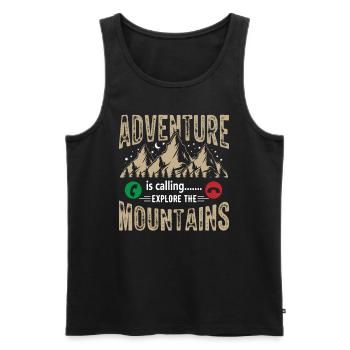 Das Abenteuer ruft - Natur Berge outdoor - Männer Premium Bio Tank Top - Schwarz - Vorne - Michal (187cm)