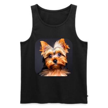Yorkshire Terrier Welpe - Männer Premium Bio Tank Top - Schwarz - Vorne - Michal (187cm)