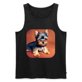 Yorkshire Terrier Welpe - Männer Premium Bio Tank Top - Schwarz - Vorne - Michal (187cm)
