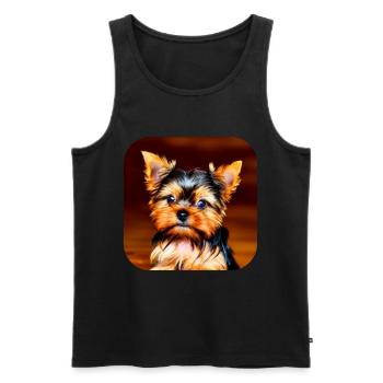 Yorkshire Terrier Chiot - Débardeur bio Premium Homme - noir - Devant - Michal (187cm)