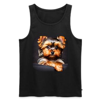 Yorkshire Terrier Welpe - Männer Premium Bio Tank Top - Schwarz - Vorne - Michal (187cm)