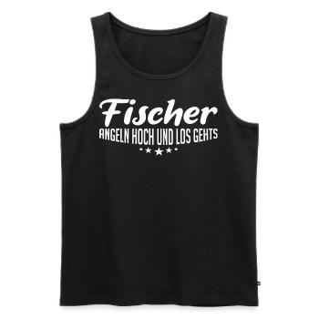 Fischer | Fischer angeln hoch und los gehts - Männer Premium Bio Tank Top - Schwarz - Vorne - Michal (187cm)