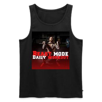 Beast Mode Bodybuilding und Fitness - Workout Gym - Männer Premium Bio Tank Top - Schwarz - Vorne - Michal (187cm)