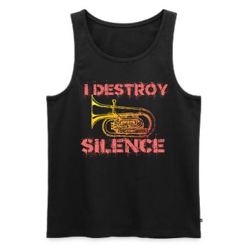 Je détruis le tuba silence - Débardeur bio Premium Homme - noir - Devant - Michal (187cm)