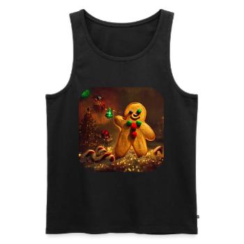 Weihnachts Lebkuchenmann - Männer Premium Bio Tank Top - Schwarz - Vorne - Michal (187cm)