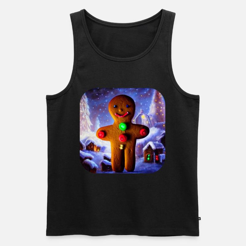 Weihnachts Lebkuchenmann - Männer Premium Bio Tank Top - Schwarz