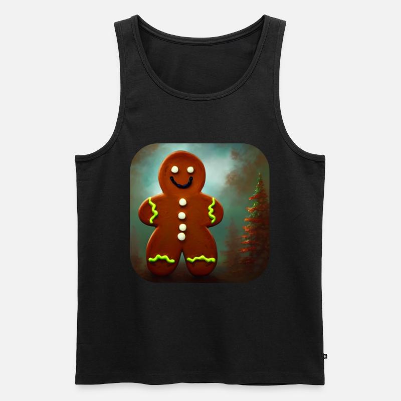 Weihnachts Lebkuchenmann - Männer Premium Bio Tank Top - Schwarz