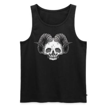 Widder Totenkopf - Aries Skull - Männer Premium Bio Tank Top - Schwarz - Vorne - AI Model Male 178 light (178cm)