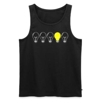 5 light bulbs - light on - Men's Premium Organic Tank Top - black - Front - AI Model Male 178 light (178cm)