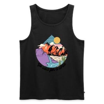 Go wild for a while Wildnis Berg Natur - Männer Premium Bio Tank Top - Schwarz - Vorne - AI Model Male 178 light (178cm)