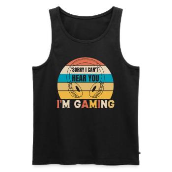 In gaming - Gamer Design retro - Men's Premium Organic Tank Top - black - Front - AI Model Male 178 light (178cm)