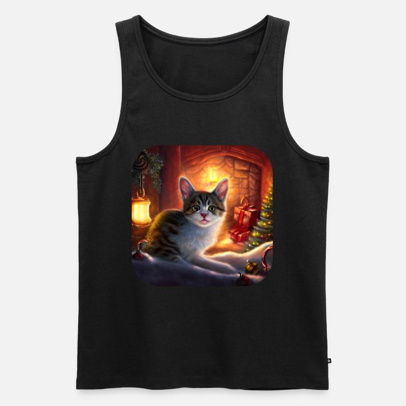 Chat de Noël doux - Débardeur bio Premium Homme - noir