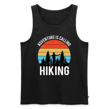Das Abenteuer ruft - Wandern Berg Alpen - Männer Premium Bio Tank Top - Schwarz - Vorne - Michal (187cm)