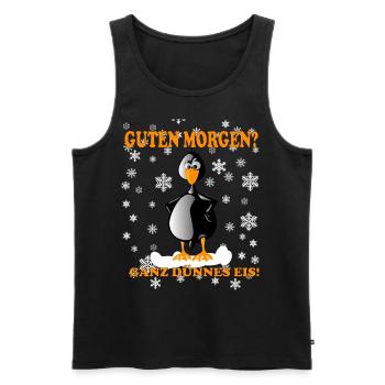 lustiges Pinguin Design für Morgenmuffel - Männer Premium Bio Tank Top - Schwarz - Vorne - Michal (187cm)