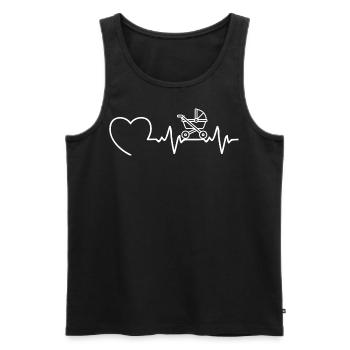 Heartbeat Father Daddy Baby Carriage Pram Stroller - Men's Premium Organic Tank Top - black - Front - AI Model Male 178 light (178cm)